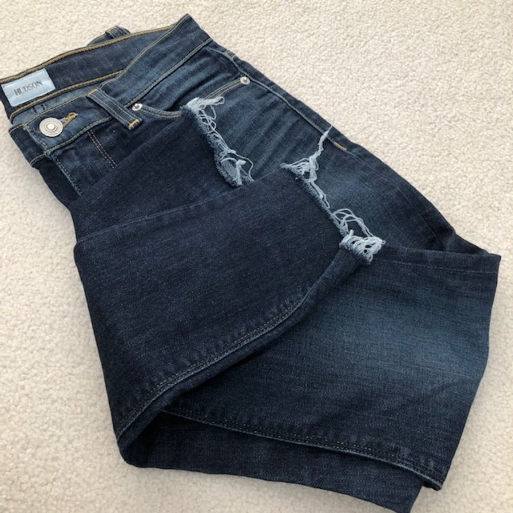 Hudson Nico Midrise Skinny Ankle Length Jeans with Raw Hem, Size 26